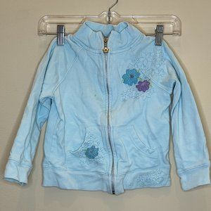 Girls Size 6X Flower Embroidered Zip-Up